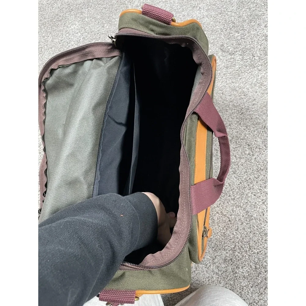 LL Bean Sportmans Accessory Bag Duffel Crossbody Canvas Leather Classic Travel